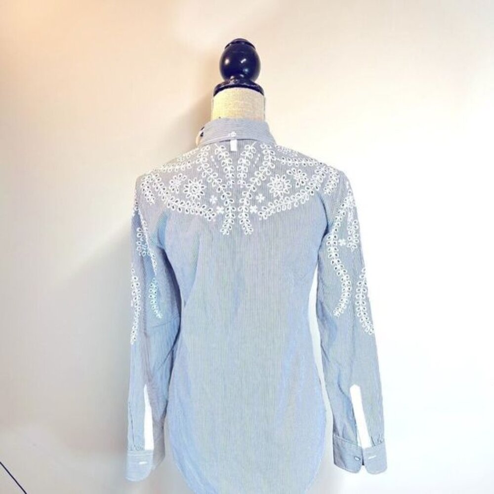 NWT rag & bone Anthropologie Striped eyelet blouse Women XS - Picture 4 of 9